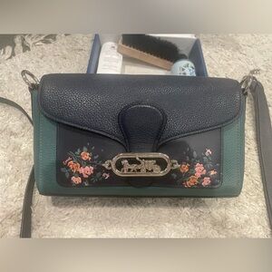 Coach Black and Jade Floral crossbody Bag